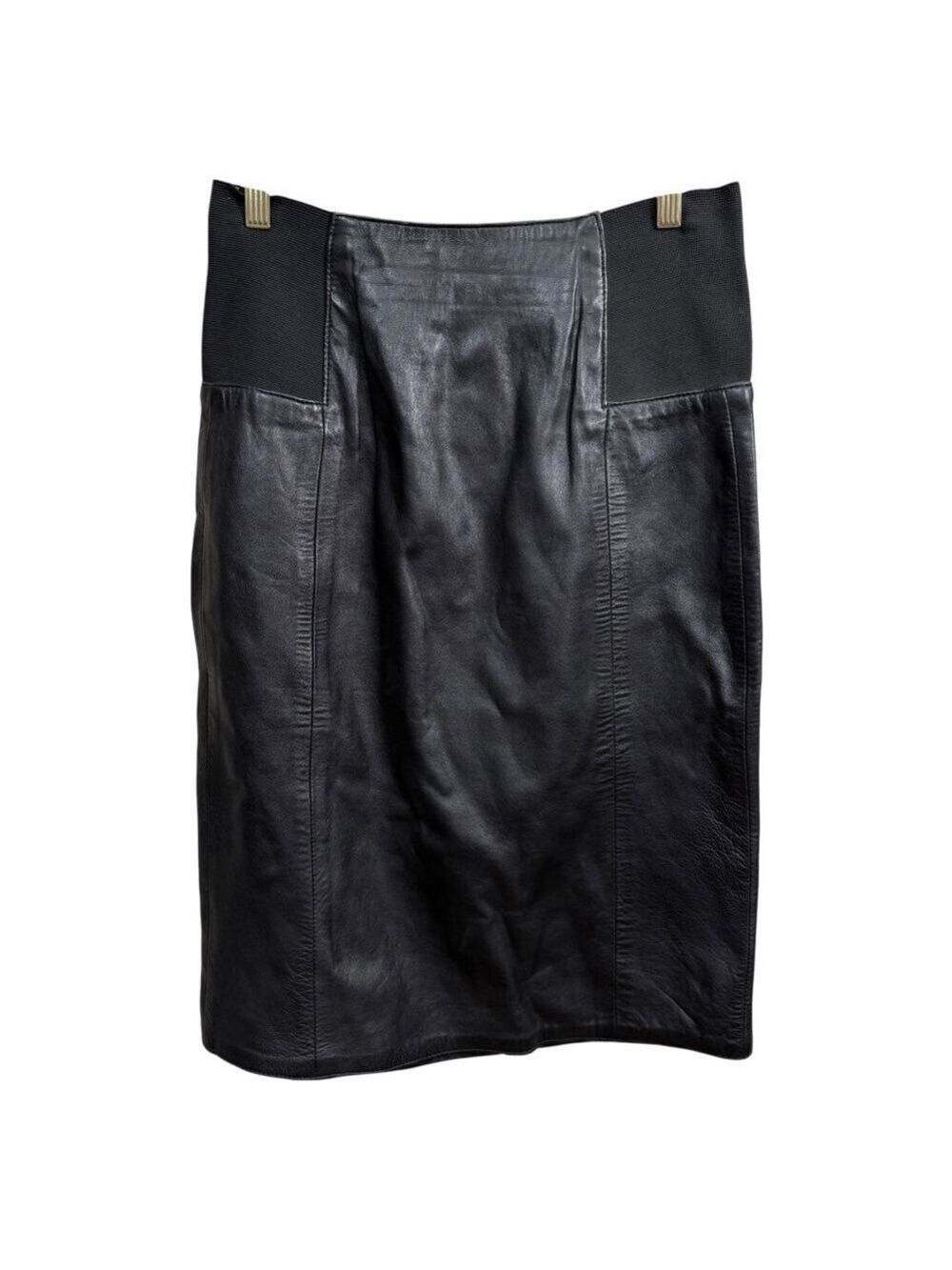 Vintage Leathers by Toby Black Leather‎ Pencil Skirt Made in USA Size 6